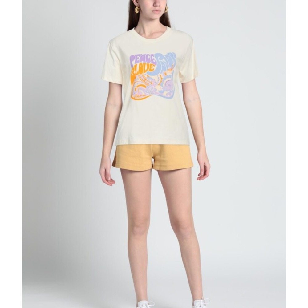 Sandro Adelin Peace T-Shirt Short Sleeve Crew‎ Neck Organic Cotton Ecru Size XL